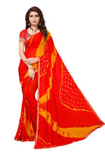 Womens Festive Design Shiffone Silk Printed Saree With Blouse