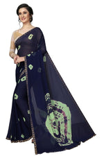 Womens Festive Design Shiffone Silk Printed Saree With Blouse
