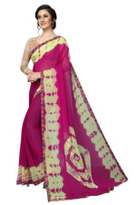 Womens Festive Design Shiffone Silk Printed Saree With Blouse