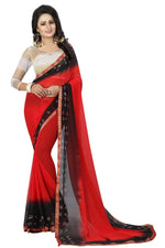 Womens Festive Design Shiffone Silk Printed Saree With Blouse