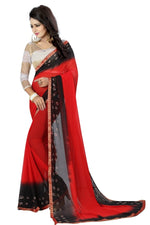 Womens Festive Design Shiffone Silk Printed Saree With Blouse