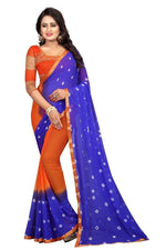 Womens Festive Design Shiffone Silk Printed Saree With Blouse