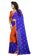 Womens Festive Design Shiffone Silk Printed Saree With Blouse