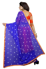 Womens Festive Design Shiffone Silk Printed Saree With Blouse