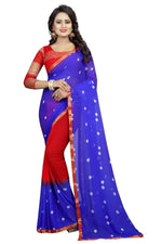 Womens Festive Design Shiffone Silk Printed Saree With Blouse