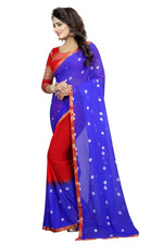 Womens Festive Design Shiffone Silk Printed Saree With Blouse