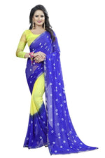 Womens Festive Design Shiffone Silk Printed Saree With Blouse