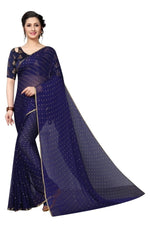 Womens Festive Design Shiffone Silk Printed Saree With Blouse