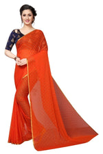 Womens Festive Design Shiffone Silk Printed Saree With Blouse