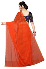 Womens Festive Design Shiffone Silk Printed Saree With Blouse