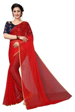 Womens Festive Design Shiffone Silk Printed Saree With Blouse