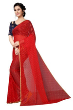 Womens Festive Design Shiffone Silk Printed Saree With Blouse