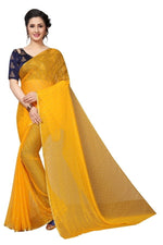 Womens Festive Design Shiffone Silk Printed Saree With Blouse