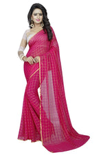 Womens Festive Design Shiffone Silk Printed Saree With Blouse