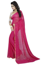 Womens Festive Design Shiffone Silk Printed Saree With Blouse