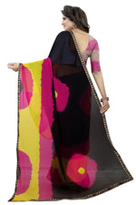 Womens Festive Design Shiffone Silk Printed Saree With Blouse