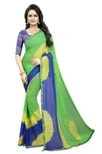 Womens Festive Design Shiffone Silk Printed Saree With Blouse