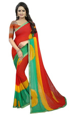 Womens Festive Design Shiffone Silk Printed Saree With Blouse