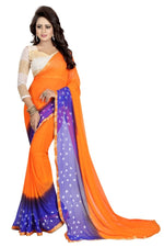 Womens Festive Design Shiffone Silk Printed Saree With Blouse