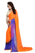 Womens Festive Design Shiffone Silk Printed Saree With Blouse