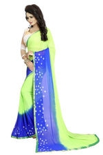 Womens Festive Design Shiffone Silk Printed Saree With Blouse