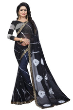Womens Festive Design Shiffone Silk Printed Saree With Blouse