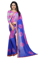 Womens Festive Design Shiffone Silk Printed Saree With Blouse