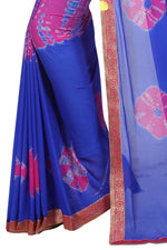 Womens Festive Design Shiffone Silk Printed Saree With Blouse