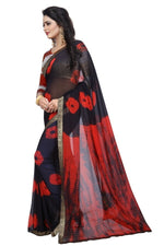 Womens Festive Design Shiffone Silk Printed Saree With Blouse