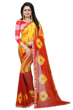 Womens Festive Design Shiffone Silk Printed Saree With Blouse