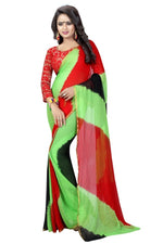 Womens Festive Design Shiffone Silk Printed Saree With Blouse