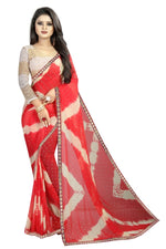 Womens Festive Design Shiffone Silk Printed Saree With Blouse