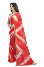 Womens Festive Design Shiffone Silk Printed Saree With Blouse