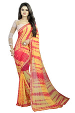 Womens Festive Design Shiffone Silk Printed Saree With Blouse