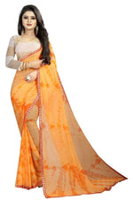 Womens Festive Design Shiffone Silk Printed Saree With Blouse