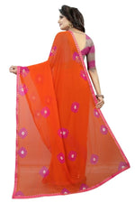Womens Festive Design Shiffone Silk Printed Saree With Blouse