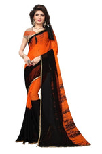 Womens Festive Design Shiffone Silk Printed Saree With Blouse