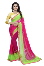 Womens Festive Design Shiffone Silk Printed Saree With Blouse