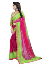 Womens Festive Design Shiffone Silk Printed Saree With Blouse