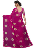 Womens Festive Design Shiffone Silk Printed Saree With Blouse