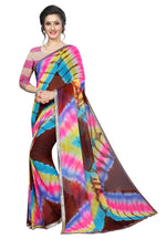 Womens Festive Design Shiffone Silk Printed Saree With Blouse