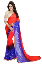 Womens Festive Design Shiffone Silk Printed Saree With Blouse