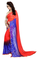 Womens Festive Design Shiffone Silk Printed Saree With Blouse