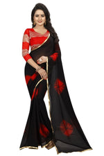 Womens Festive Design Shiffone Silk Printed Saree With Blouse
