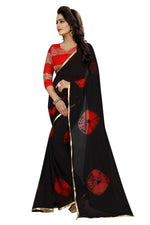 Womens Festive Design Shiffone Silk Printed Saree With Blouse