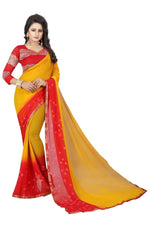 Womens Festive Design Shiffone Silk Printed Saree With Blouse