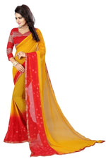 Womens Festive Design Shiffone Silk Printed Saree With Blouse