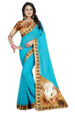 Womens Festive Design Shiffone Silk Printed Saree With Blouse