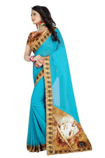 Womens Festive Design Shiffone Silk Printed Saree With Blouse