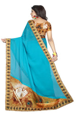 Womens Festive Design Shiffone Silk Printed Saree With Blouse